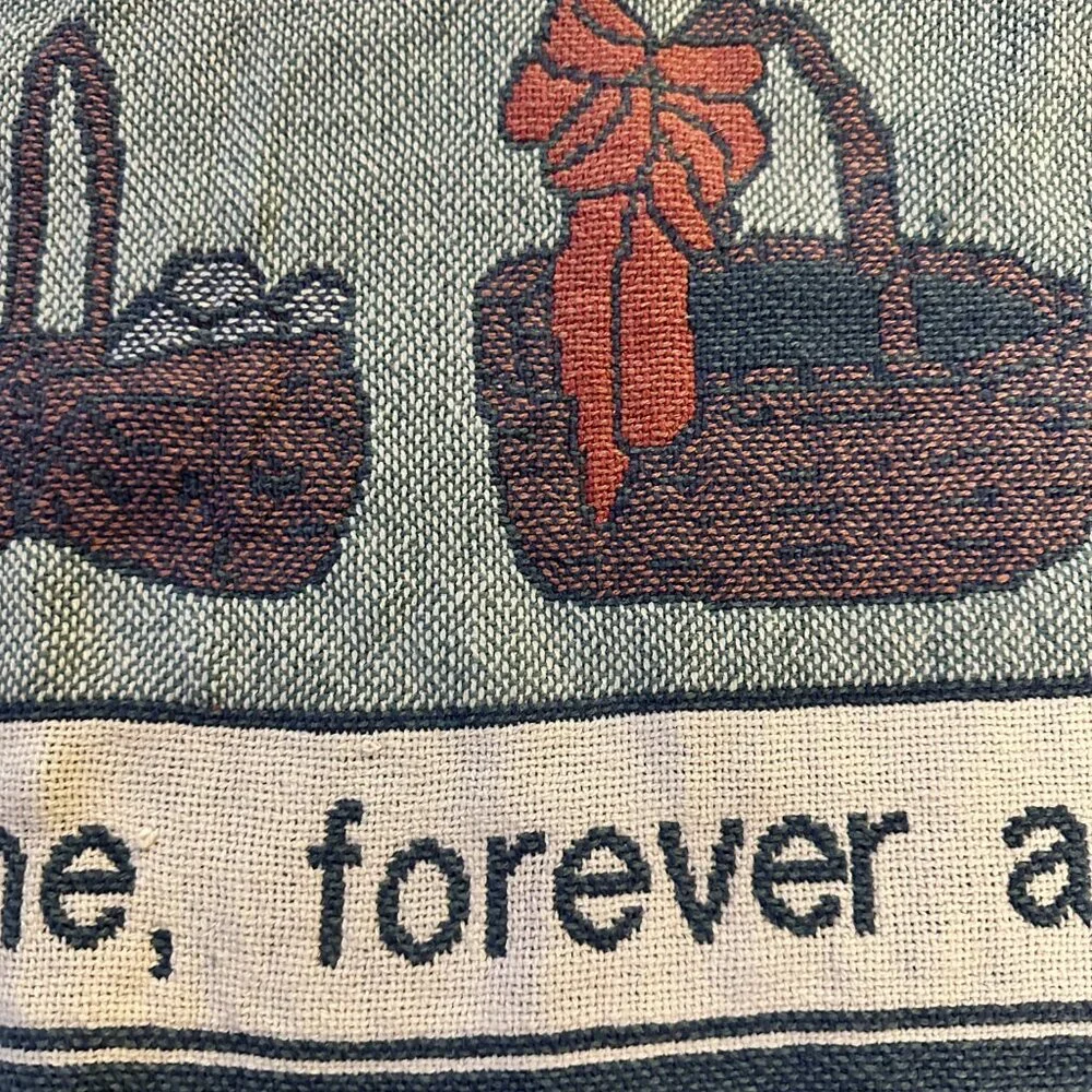 VINTAGE grannycore cottagecore Tapestry Throw woven jacquard blanket sampler